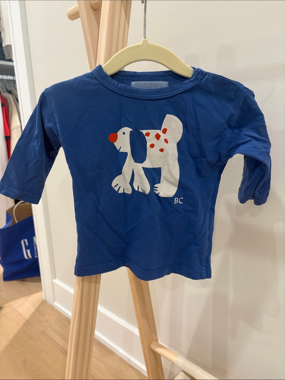 Bobo Choses Royal Blue Long-Sleeve Tee with White Dog Print
